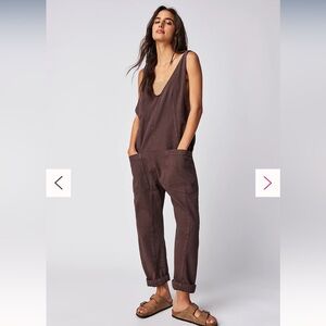 Free People We The Free High Roller Jumpsuit Mocha